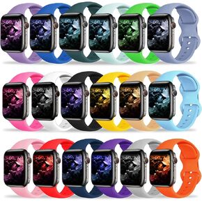 18 Pack Bands Compatible with Apple Watch Band 49mm 45mm 44mm 42mm 41mm 40mm 38mm for Women Men, Sport Silicone Breathable Replacement Strap for iWatch Series Ultra 9 8 SE 7 6 5 4 3 2 1