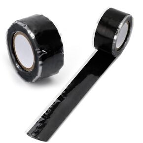 2 Rolls 1" X 10 Ft Grip Silicone Tape, Black Waterproof Self Fusing Silicone Tape for Electrical Wires, Plumbing Repair, Data Line, Bike Handles, Fishing Pole
