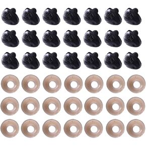 100 Pcs Black Plastic Dog Nose Safety Nose Craft Triangle Nose Doll Animal Nose with Washers for Dog Bear Stuffed Animals 24 x 18MM