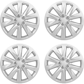 ECCPP 4PC Set 16 inch Silver Hubcap Wheel Cover OEM Replacement Full Lug Skin Durable - Modern & Stylish Auto Tire Replacement Exterior Cap - Snap On Hubcap - for Chevrolet Dodge Mazda Buick Mercury