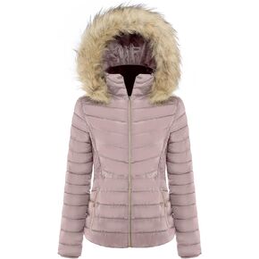 BodiLove Women's Everyday Warm Winter Coat Quilted Puffer Jacket Water Resistant Wind Blocker Camel L