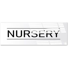 Nursery Room Sign White 9x3 Inch - Indoor Self Adhesive Door Wall Sign Minimalism Design
