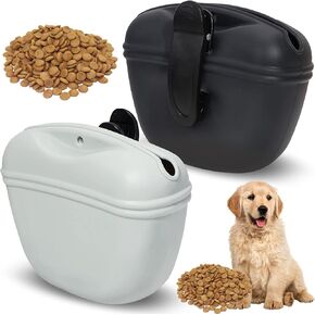 Dog Treat Pouch, 2 Pack Silicone Dog Treat Bag Dog Training Treat Pouch with Magnetic Closure and Waist Clip, Portable Wet Treat Training Pouch for Pet Puppy