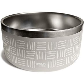 CROXTON & CO. Stainless Steel Pet Bowl for Dogs & Cats | Insulated Food Bowls for Dog Cat | No Tip No Slip | Non-Slip Rubber Base | Dishwasher Safe | Medium (4 Cups)