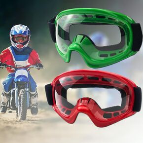 2-Pack Dirt Bike Goggles for Little Boys and Girls Adjustable Motorcycle ATV Motocross Riding Goggles for Youth