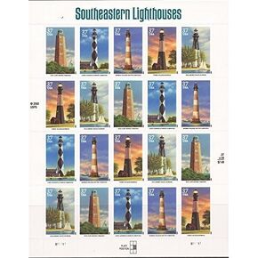 2003 SOUTHEASTERN LIGHTHOUSES #3791a Pane of 20 x 37 cents US Postage Stamps