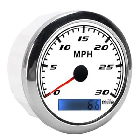 GPS Speed Gauge, Universal High Sensitivity Dust Proof 30MPH Speedometer for Marine Boat Car Truck(White)