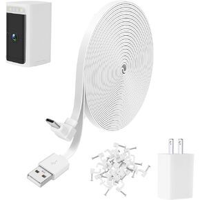 محول طاقة Uogw 5V 2A وكابل طاقة متوافق مع كاميرا بطارية WYZE Pro، مع سلك شحن طاقة طويل من النوع C بطول 90 درجة 20 قدمًا لكاميرا بطارية WYZE Pro، كابل تمديد USB مسطح على شكل حرف L (أبيض) in Kuwait