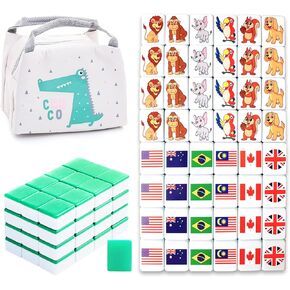 Seaside Escape Game Blocks Mahjong Sets with 49 Tiles 40mm Pet and Flag Pattern.
