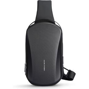 Sling Backpack Men, Sleek Aesthetic Sling Bag with Hard Shell Design and USB Charging Port, Waterproof Shoulder Bag for Traveling, Sporting, Cycling, Daily