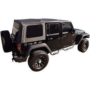 RAMPAGE PRODUCTS Rampage Factory Replacement Soft Top | Sail Cloth, Black Diamond Color with Tinted Windows | 99835 | Fits 2007 - 2010 Jeep Wrangler JK Unlimited 4-Door