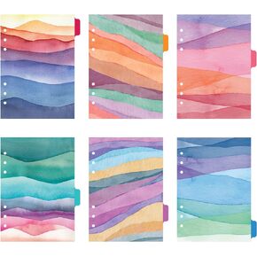 Avery Planner Dividers for A5 Planners, 6-Tab Set, Ombré Lines Watercolor Design, 1 Set (25433)