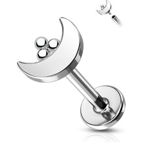 Minimalist Moon G23 Solid Titanium Cartilage Earrings Stud 16G 8MM Internally Threaded Helix Tragus Earrings Flat Back Monroe Medusa Piercing Jewelry