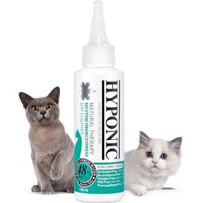 HYPONIC Premium No-Sting Hinoki Cypress Ear Cleaner (for All Cats 4.06 oz) - Cat Ear Cleaning Solution, Cleans and Removes Odors
