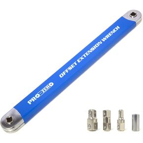 15-Inch Extension Wrench 3/8" Offset Impact-Ready Socket Tool with 1/4", 3/8", and 1/2" Square Drive Adapters