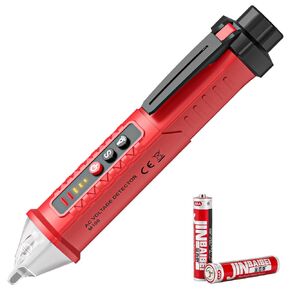 Voltage Tester HS-3201 Red,Non Contact Voltage Tester AC, Multi-Function Electricity Detector Pen 90V-1000V with LED Flashlight Buzzer Alarm Wire Breakpoint Finde