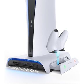 محطة تبريد KIWIHOME لملحقات PS5، محطة شحن وحدة تحكم مطورة مع دونجل مغناطيسي، حامل عمودي مع RGB لإصدار PS5 القديم فقط، وليس لجهاز PS5 Slim