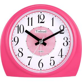 5.5" Silent Analog Alarm Clock Non Ticking, Gentle Wake, Beep Sounds, Increasing Volume, Battery Operated Snooze and Light Functions, Easy Set, Black (Best for Elder)