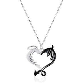 Women's Heart Shape Necklace Guardian Wings Jewelry-Christmas Valentine's Day Mother's Day Anniversary Birthday Gift Angel Devil Fashion Pendant for Wife and Girlfriend