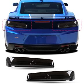JeCar Smoked Black Tail Light Covers for Chevrolet Camaro 2016-2018 Rear Light Guards Trim Accessories