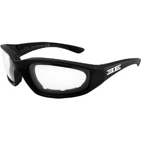 Epoch Eyewear Motorcycle Padded Photochromic Sunglasses Black Frame with Clear to Super Dark Lens