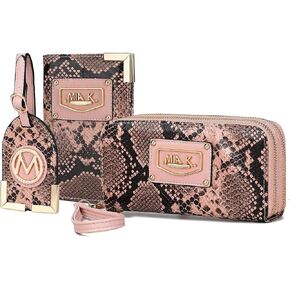 MKF Collection Women's Travel Gift 3 Piece Set - Wristlet Wallet -Passport Holder - Luggage Name Hang Tag