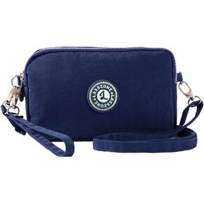 Women's Nylon Cell Phone Purse Small Crossbody Shoulder Bag 3 Layer Wristlet Wallet Zipper Clutch Purse