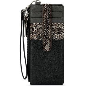 The Sak Kira Leather Card Wristlet, Black Snake Block