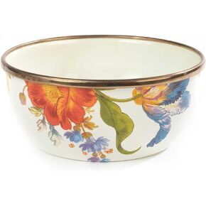 MACKENZIE-CHILDS Enamel Pinch Bowl, Small Bowl for Kitchen Ingredients, 1.5-Cup Capacity, Black-and-White Courtly Check