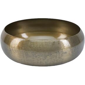 Serene Spaces Living 8.5" Vintage Gold Round Iron Bowl, Large Table Centerpiece, Gold Container for Floral Arrangement, Potpourri, Fruits, Candles, Ornaments, Candies, Accessories, Handmade in India