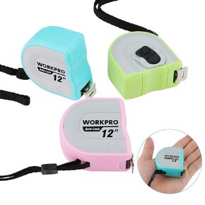 WORKPRO Mini Tape Measure, 3 Pcs 12FT Self-Lock Easy Reading Tape Measurement, Inch/Metric Scale Pocket Size Small Tape Measure for Engineer, Portable, Lightweight, ABS Protective Casing