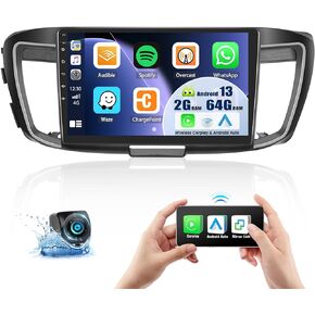 [2+64G] Android 13 Car Stereo for Honda Accord 2.0L(Manual A/C) 2014-2016 with Wireless Carplay&Android Auto,10.1" Touch Screen Car Radio with Mirror Link GPS WiFi Bluetooth FM/RDS HiFi+Backup Camera in Saudi Arabia