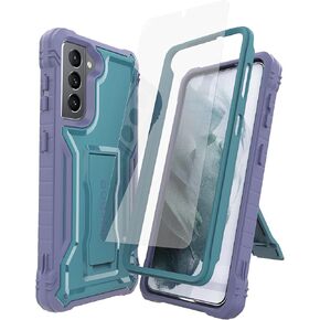 DUOPAL Military Grade Samsung Galaxy S21 5G Case, Shockproof with Tempered Glass Screen Protector, Kickstand, 6.2 Inch - Yellow