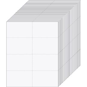 200 Sheets 8-1/2" x 11" Blank Perforated Cards 8 up Per Page Business Cards Compatible with Laser Ink Jet Printer white Perforated Paper Cardstock (1600 Cards - 100# Tag)