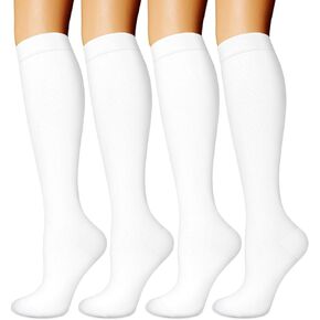 Compression Socks for Women & Men Circulation (4 Pairs) 15-20 mmHg is Best Support for Nurses Running Hiking Travel