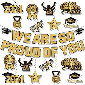 Graduation Party Decorations of 2024,Class Backdrop Banner,Graduation Party Decorations College Graduation Decorations Class of 2024 Party Supplies (Gold)