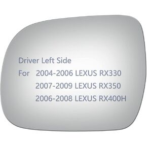 Side Mirror Glass fit for 2004-2006 Lexus RX330, 2007-2009 Lexus RX350, 2006-2008 Lexus RX400H Passenger Right Side RH Convex, Including Adhesive