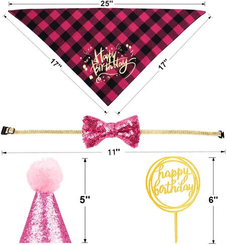 Dog Birthday Bandana Set Boy Girl, Cute Dog Bow Tie Scarf Crown Hat Happy Birthday Banner for Dogs Birthday Party Supplies Decorations for Small Medium Pet Dog Puppy in Saudi Arabia