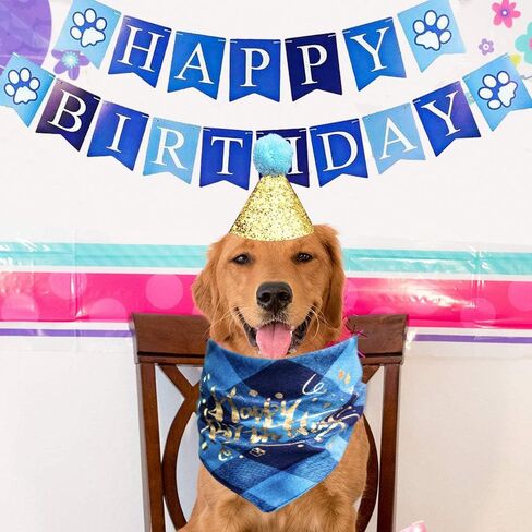 Dog Birthday Bandana Set Boy Girl, Cute Dog Bow Tie Scarf Crown Hat Happy Birthday Banner for Dogs Birthday Party Supplies Decorations for Small Medium Pet Dog Puppy in Saudi Arabia