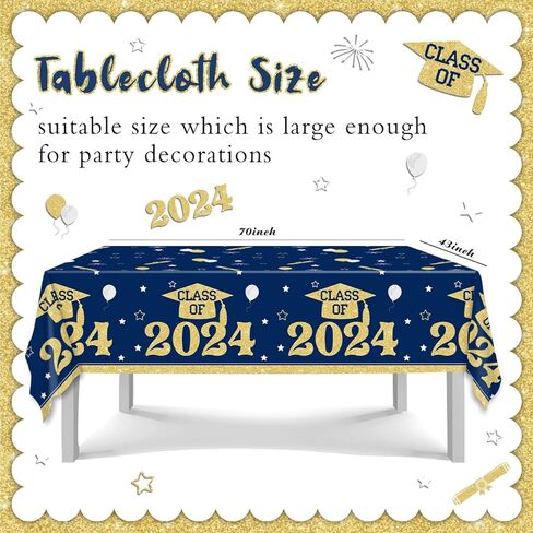 Black and Silver Graduation Tablecloths Graduation Decorations Class of 2024 3 Pcs Plastic Disposable Graduation Table Cover for 3.35 Congrats Grad Party Supplies, 43x 70 Inch in Kuwait