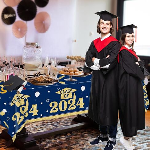 Black and Silver Graduation Tablecloths Graduation Decorations Class of 2024 3 Pcs Plastic Disposable Graduation Table Cover for 3.35 Congrats Grad Party Supplies, 43x 70 Inch in Kuwait