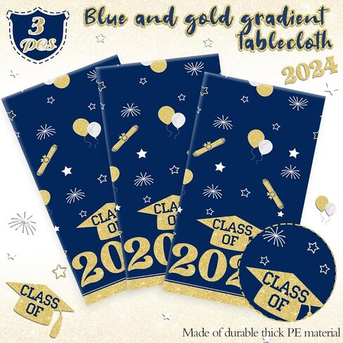 Black and Silver Graduation Tablecloths Graduation Decorations Class of 2024 3 Pcs Plastic Disposable Graduation Table Cover for 3.35 Congrats Grad Party Supplies, 43x 70 Inch in Kuwait