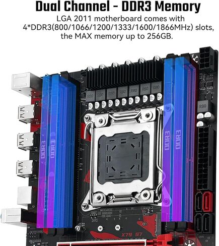 اللوحة الأم X79 LGA 2011 لسلسلة Intel Core i7 وXeon E5/E7 CPU، مع 4 فتحات DDR3، وSATA(NGFF)/NVME M.2، وSATA 6Gb/s، وPCI-E 3.0، وUSB 2.0، ودعم اللوحات الأم للكمبيوتر بحد أقصى 256 جيجابايت ذاكرة in Kuwait
