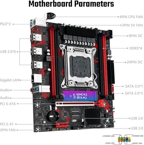 اللوحة الأم X79 LGA 2011 لسلسلة Intel Core i7 وXeon E5/E7 CPU، مع 4 فتحات DDR3، وSATA(NGFF)/NVME M.2، وSATA 6Gb/s، وPCI-E 3.0، وUSB 2.0، ودعم اللوحات الأم للكمبيوتر بحد أقصى 256 جيجابايت ذاكرة in Kuwait