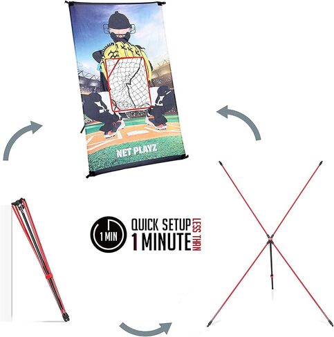 Junior Baseball/Softball Trainer Combo, 3-Feet by 5-Feet Pitching Target Panel and Pitchback Rebounder Net with Carry Bag, Black in Saudi Arabia
