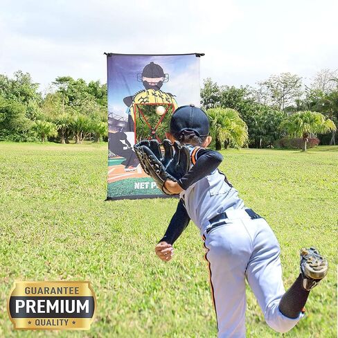 Junior Baseball/Softball Trainer Combo, 3-Feet by 5-Feet Pitching Target Panel and Pitchback Rebounder Net with Carry Bag, Black in Saudi Arabia