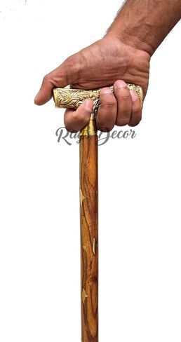 Handmade Walking Stick Brass Handle, Premium Wooden Walkings Stick Shiny Finish Durable and Decorative Cane, Walking Cane, Costume Cane in Saudi Arabia