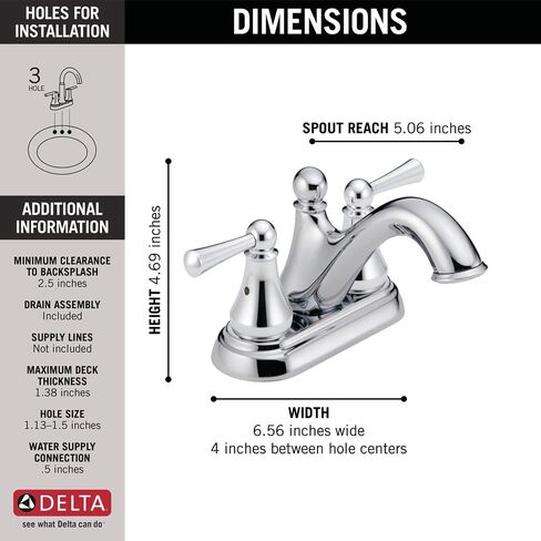 Delta Faucet Haywood Centerset Bathroom Faucet Chrome, Bathroom Sink Faucet, Drain Assembly, Chrome 25999LF in Saudi Arabia