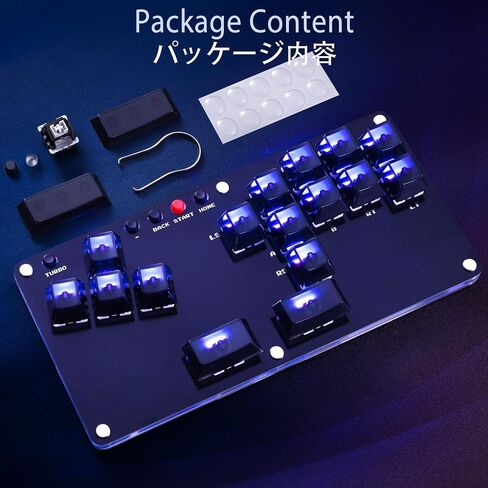 Arcade Stick 16 مفتاح Hitbox All-Button Gamerfinger مع وظائف توربو، وحدة تحكم Street Fight لأجهزة الكمبيوتر/Ps3/Ps4/Switch/Steam Gaming Keyboard - تدعم التبديل السريع وSOCD، وحدة تحكم مع RGB مخصص in Saudi Arabia