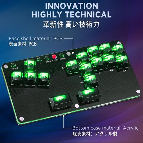 Arcade Stick 16 مفتاح Hitbox All-Button Gamerfinger مع وظائف توربو، وحدة تحكم Street Fight لأجهزة الكمبيوتر/Ps3/Ps4/Switch/Steam Gaming Keyboard - تدعم التبديل السريع وSOCD، وحدة تحكم مع RGB مخصص in Saudi Arabia